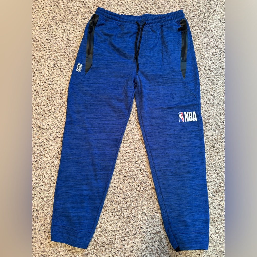 NBA Logo Sweatpants Blue Polyester Men's XLarge w/zipping pockets